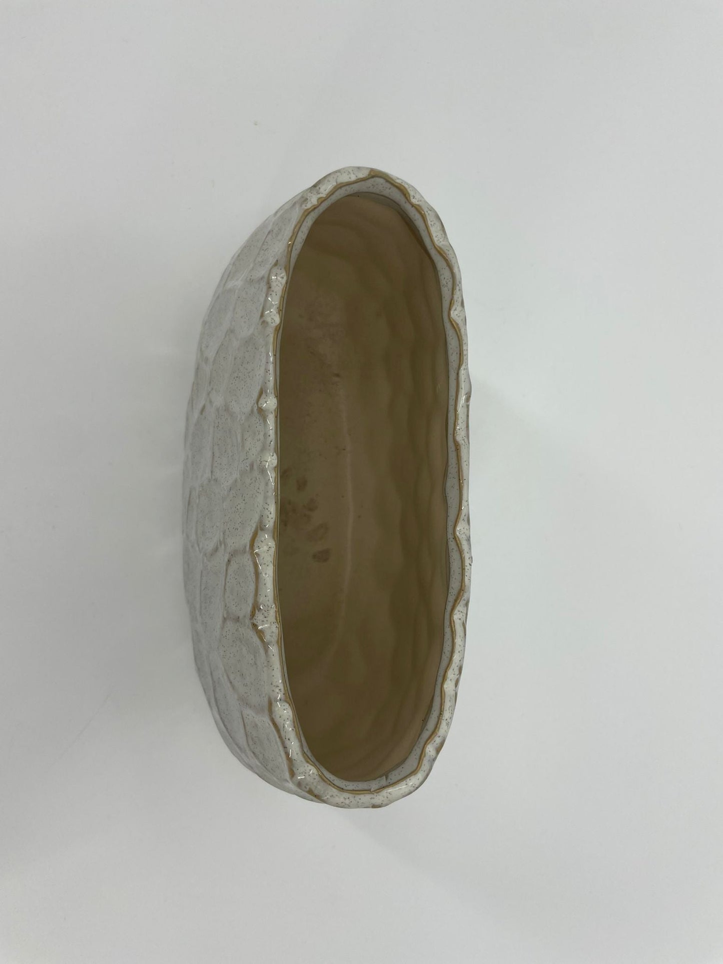 CB4023 CERAMIC LOW OVAL POT D8.5x3.75x5.5"H