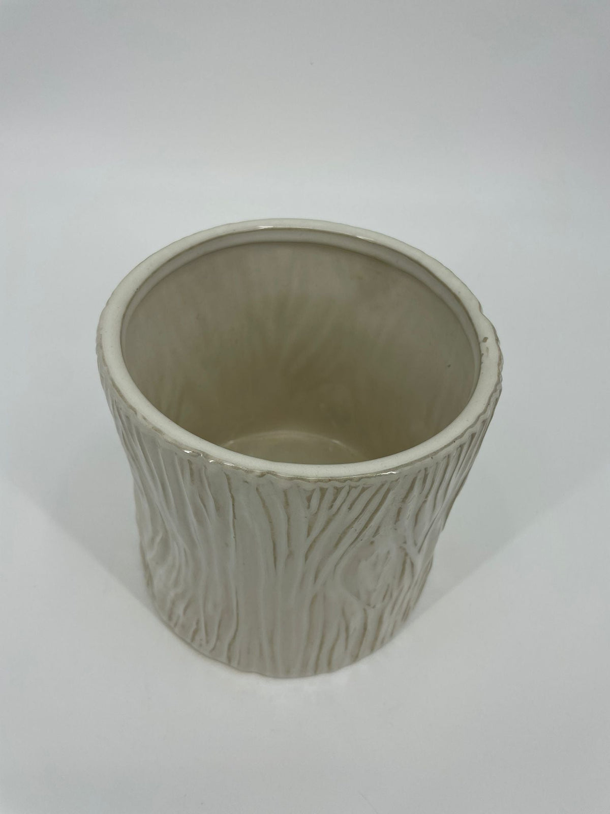 CB4037 CERAMIC TREE-BARK LOOK ROUND POT D6.5x6.5"H