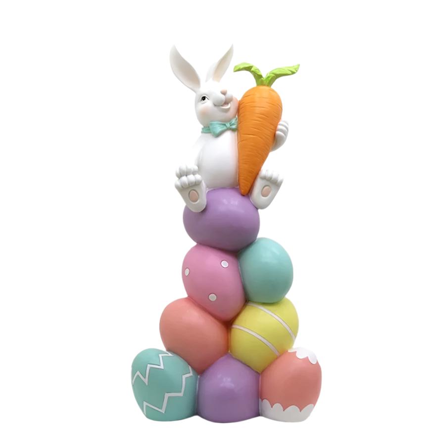 ER13013 BUNNY w/CARROT ON EGGS,36.25in-2P