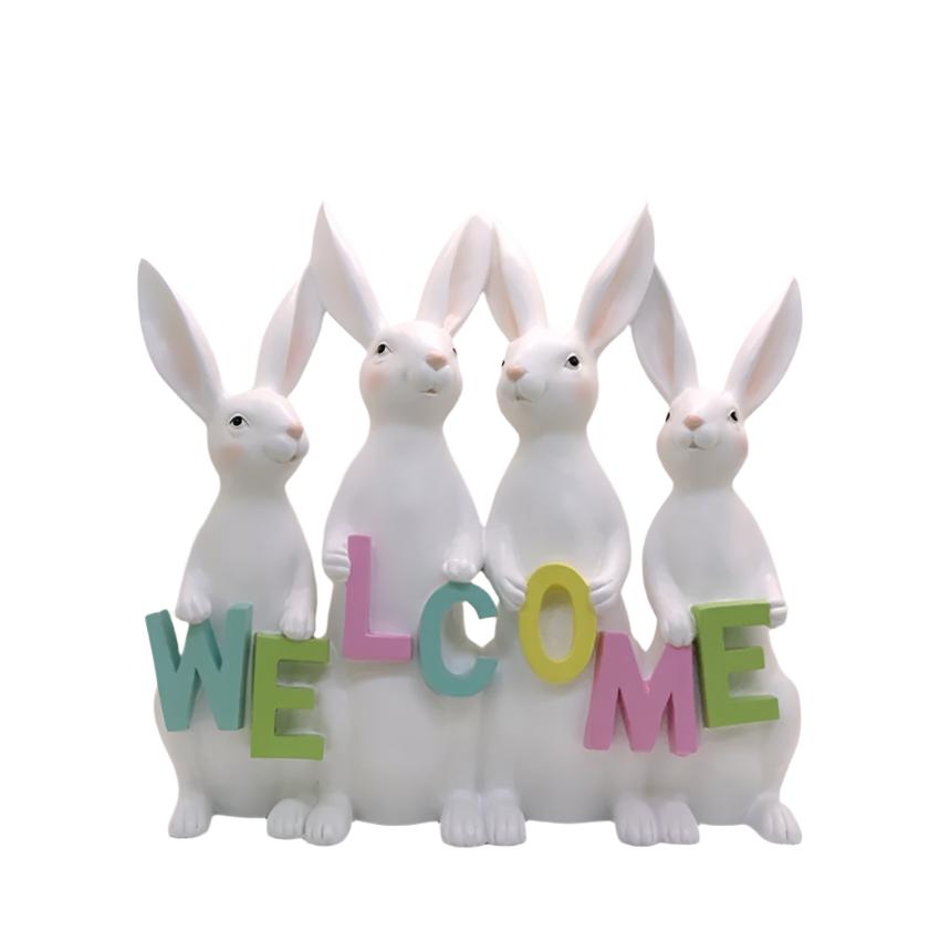 ER13021 BUNNYx4 w/WELCOME,25.25in-1P
