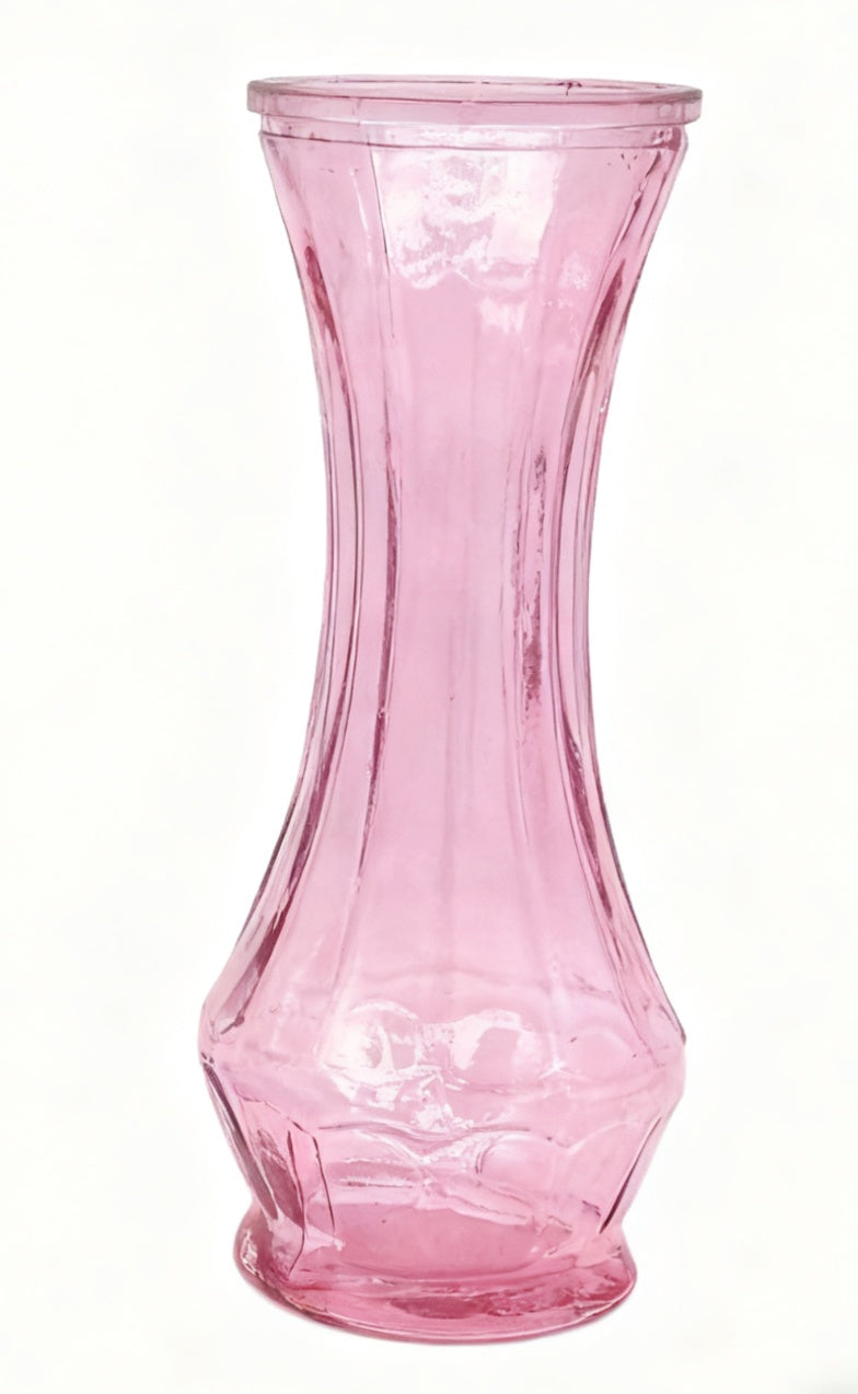 GB2010 FACETED HOURGALSS VASE D3.5x9"H