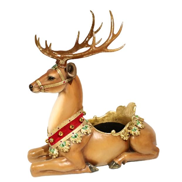 IP10154 RESIN SITTING REINDEER POT,45in-1P