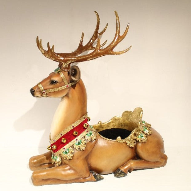 IP10154 RESIN SITTING REINDEER POT,45in-1P