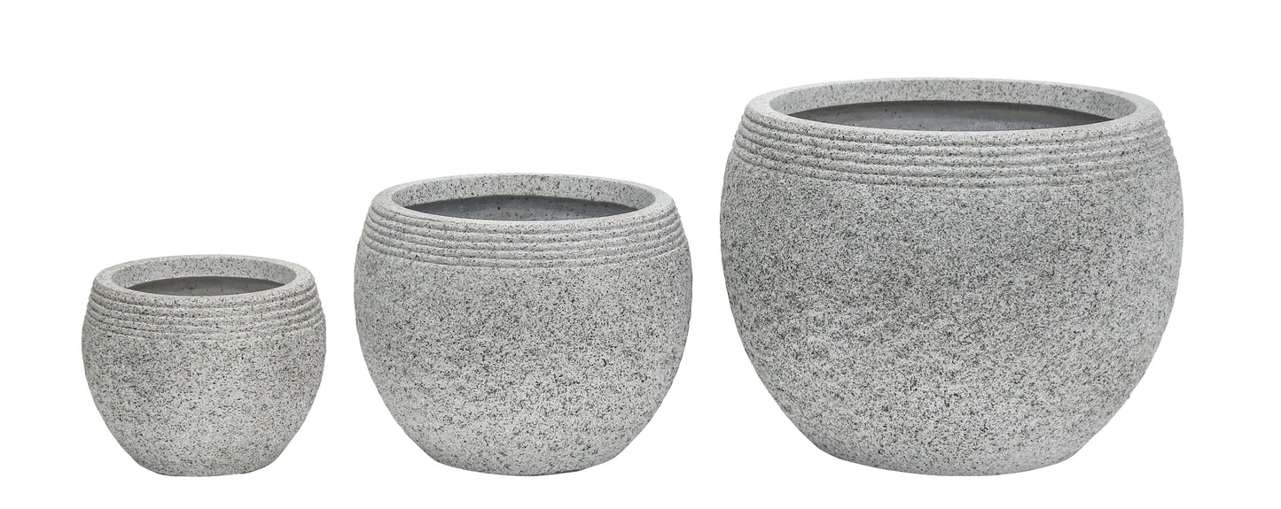 IP50022 FIBRECLAY LOW BOWL PLANTER w/LINE S/3