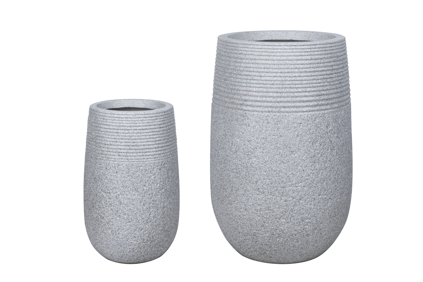 IP50024 FIBRECLAY TALL ROUND PLANTER w/LINE S/2