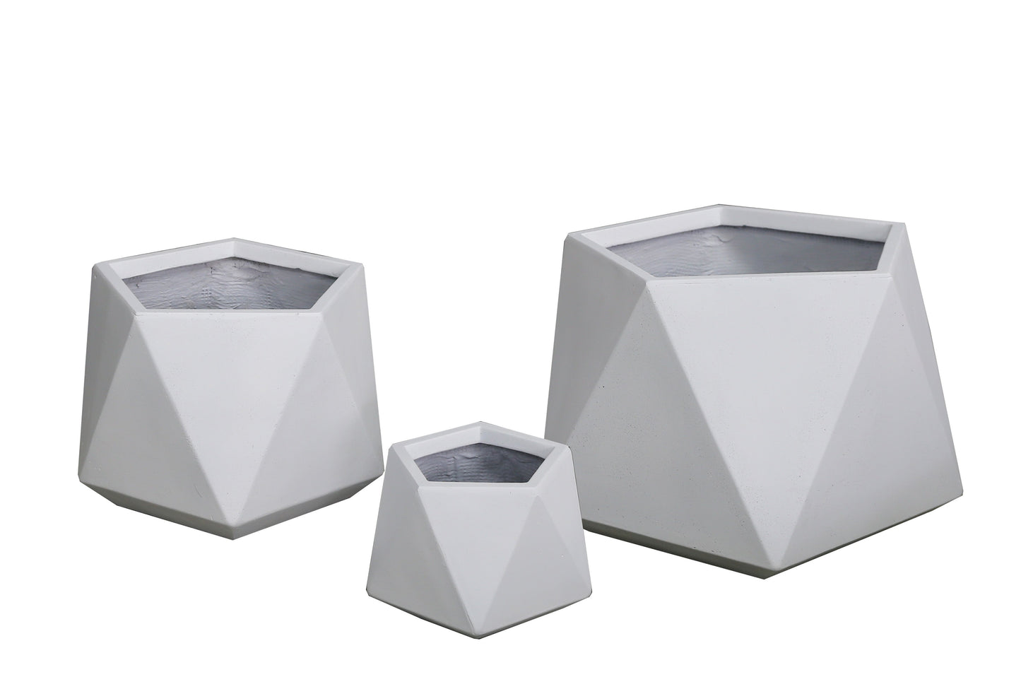 IP50026 FIBRECLAY PENTAGON PLANTER S/3 D20.5x14"H / D13.5x10.5"H