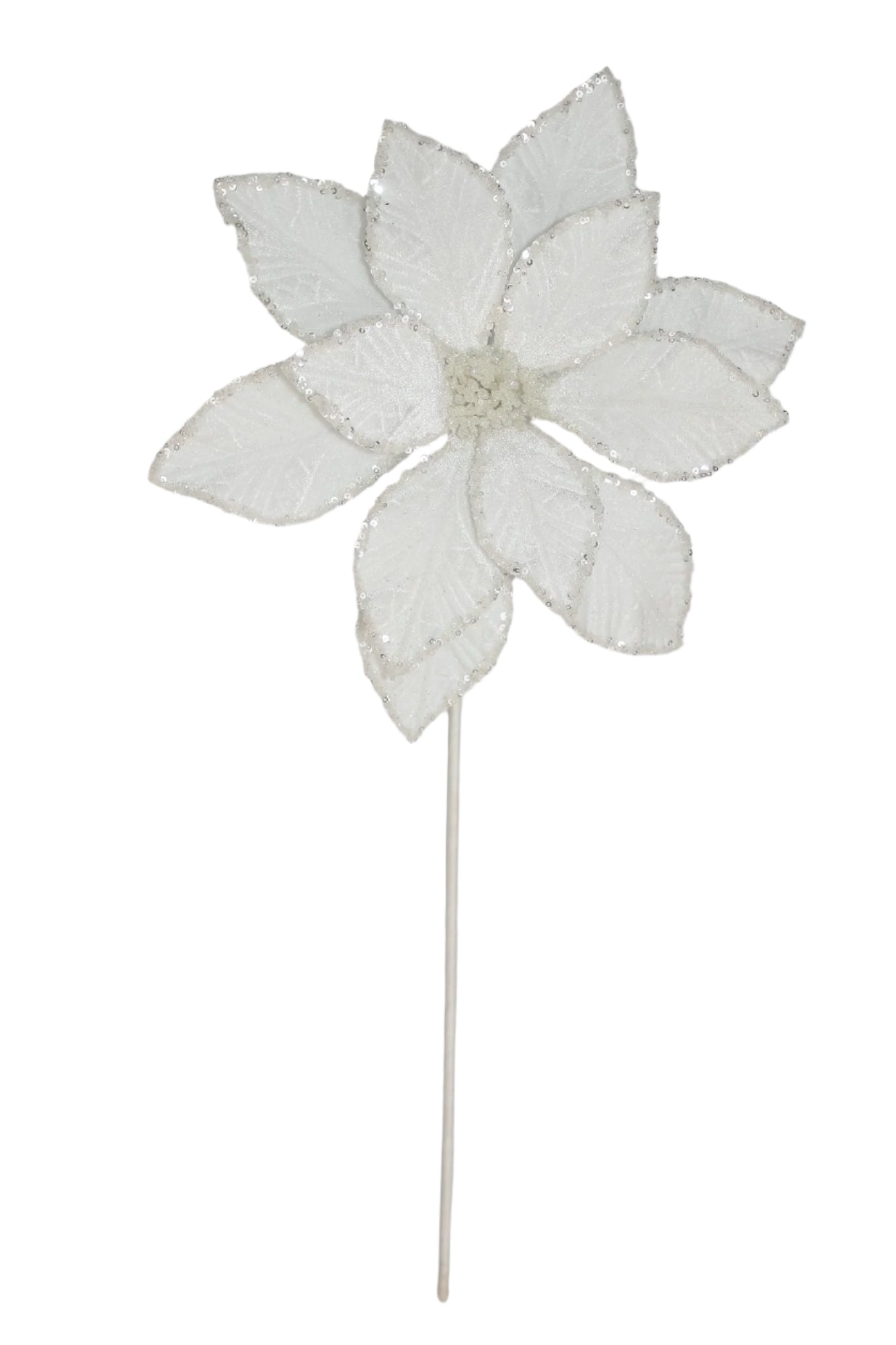 XM13590 VELVET POINSETTIA SPRAY w/SEQUIN,D12x22"