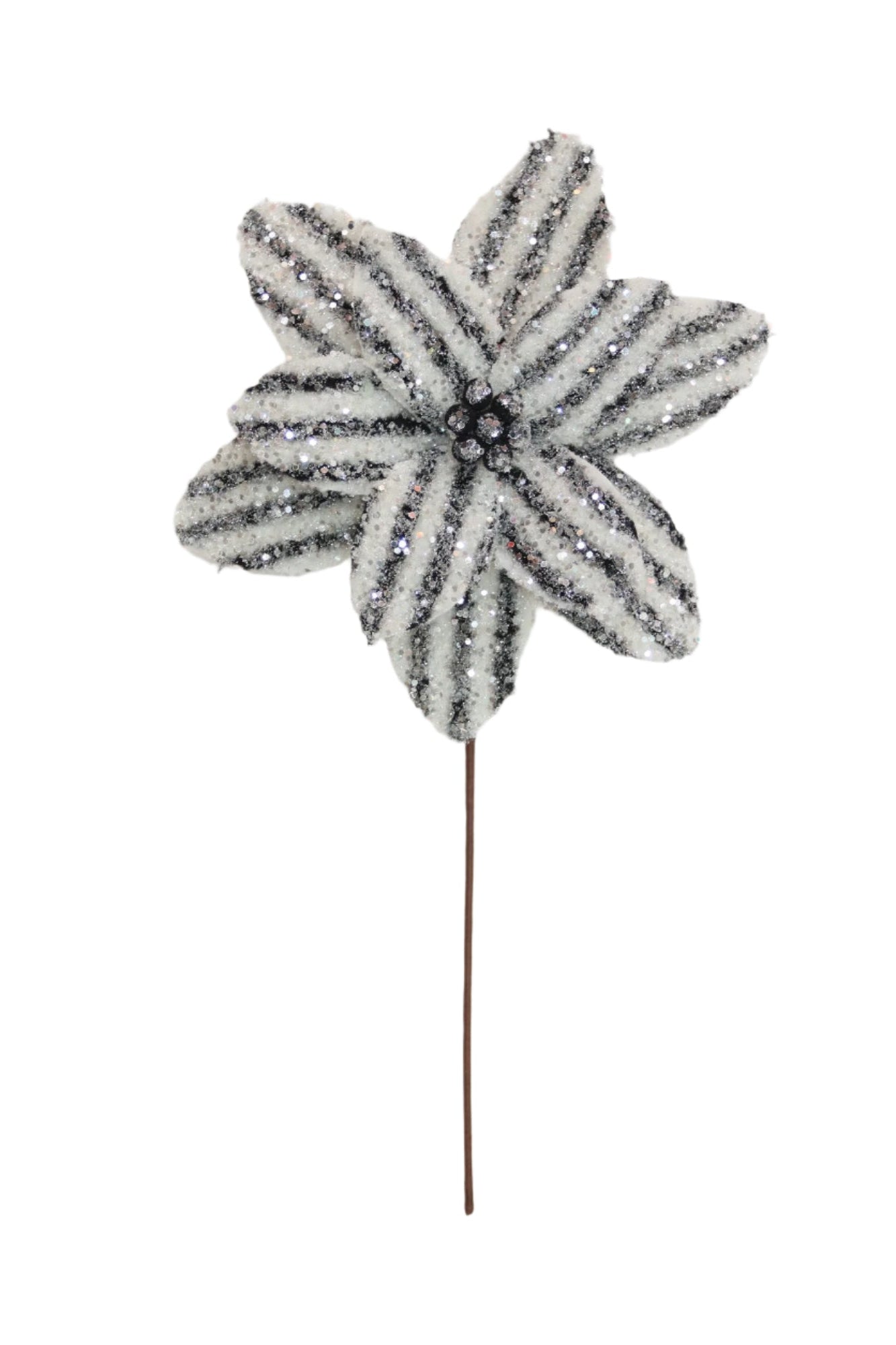 XM14111 STRIPPED POINSETTIA w/GLITTER D11.5x18"