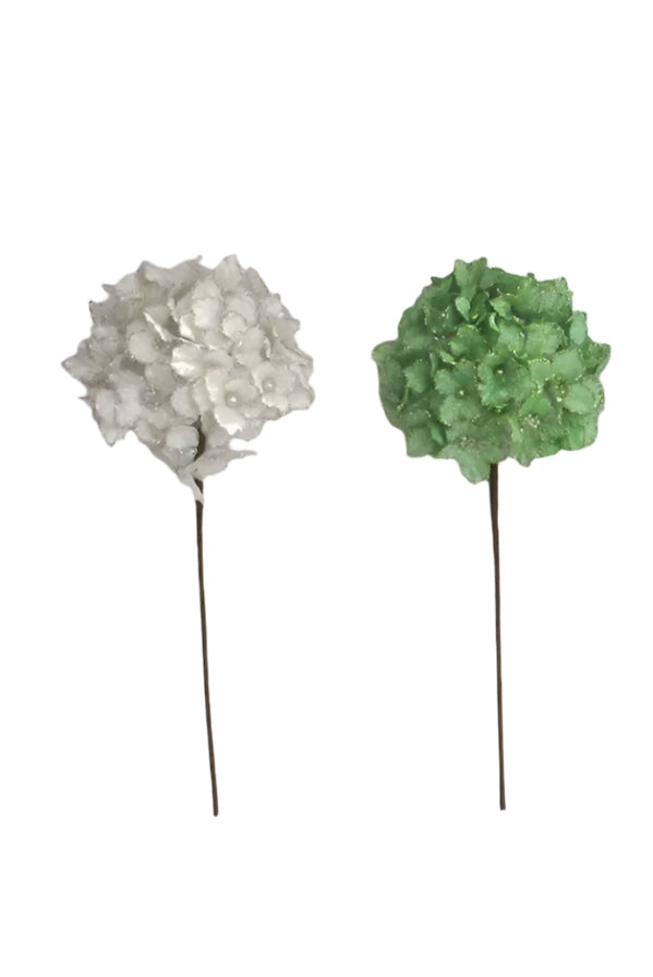 XM14275 GLITTERED/BEADED/VELVET HYDRANGEA SPRAY 20"