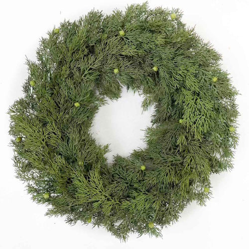 XM14616 CEDAR w/BERRY WREATH,24"