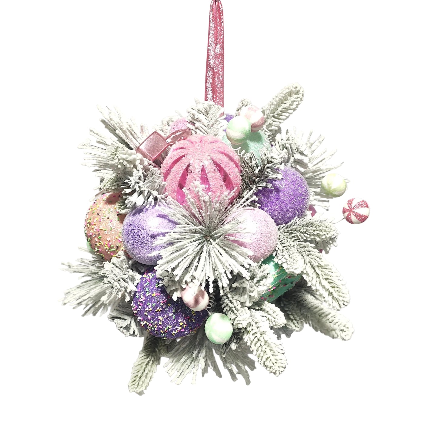 XM14658 MIXED CANDY/BALL/PINE HANGING BALL,16"