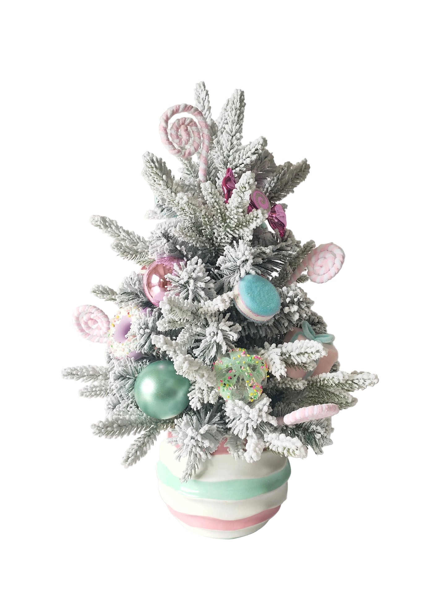 XM14661 POTTED MIXED FLOCKED PINE/ORN TOP,26"