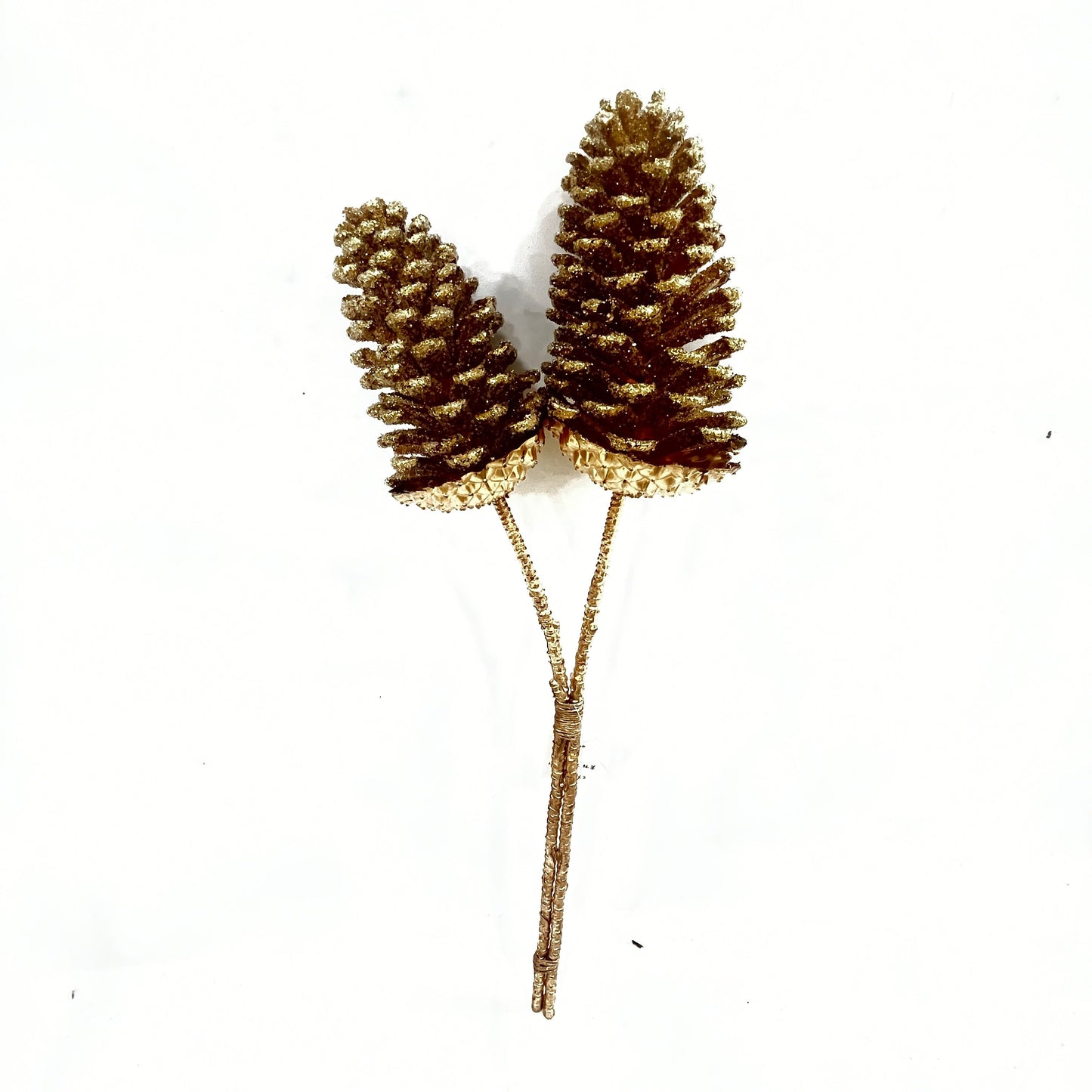 XM14747 GLITTERED LG PINECONE BUNDLEx2,29"