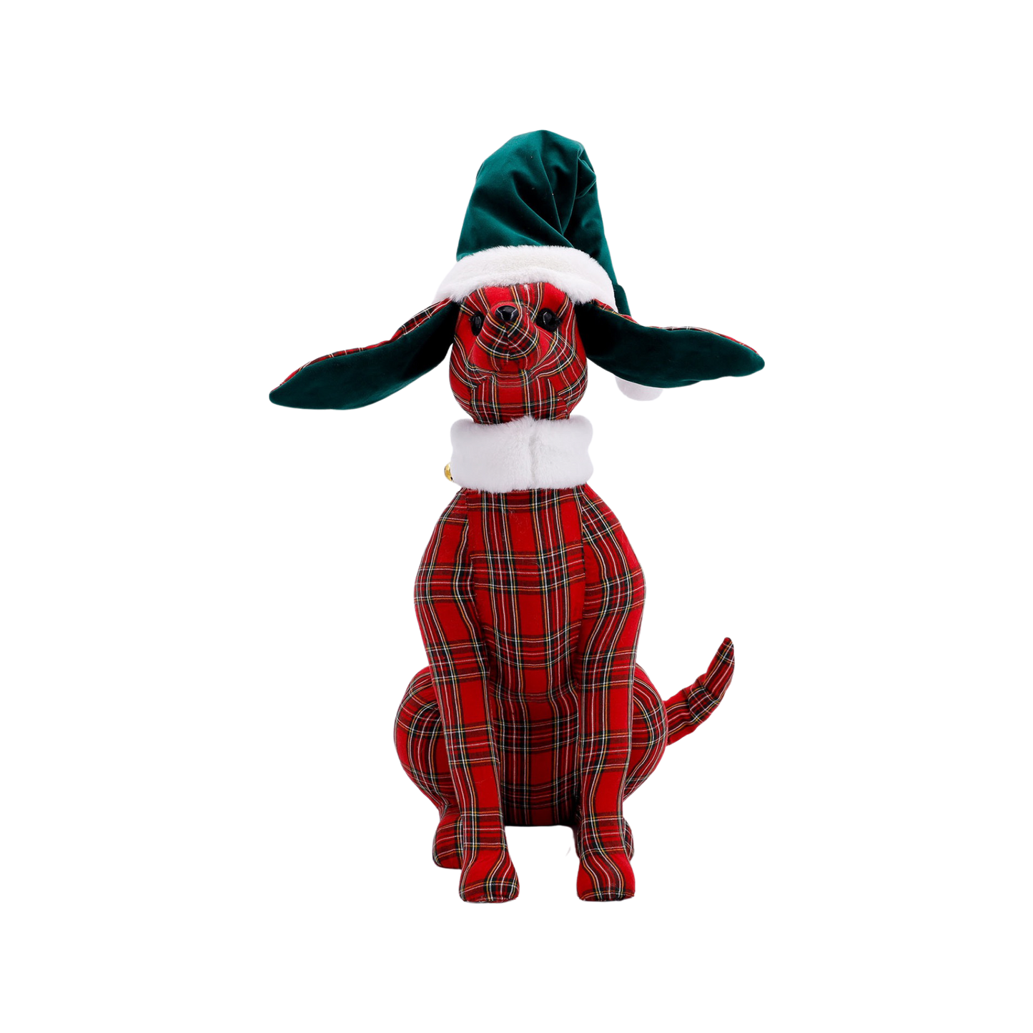 XM20060 PLAID DOG w/XMAS HAT,19.5in-6P