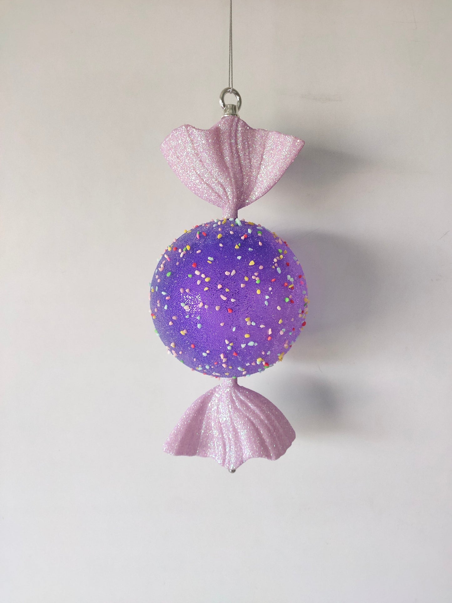 XO1116 CLEAR CANDY ORN w/SPRINKLE,15"