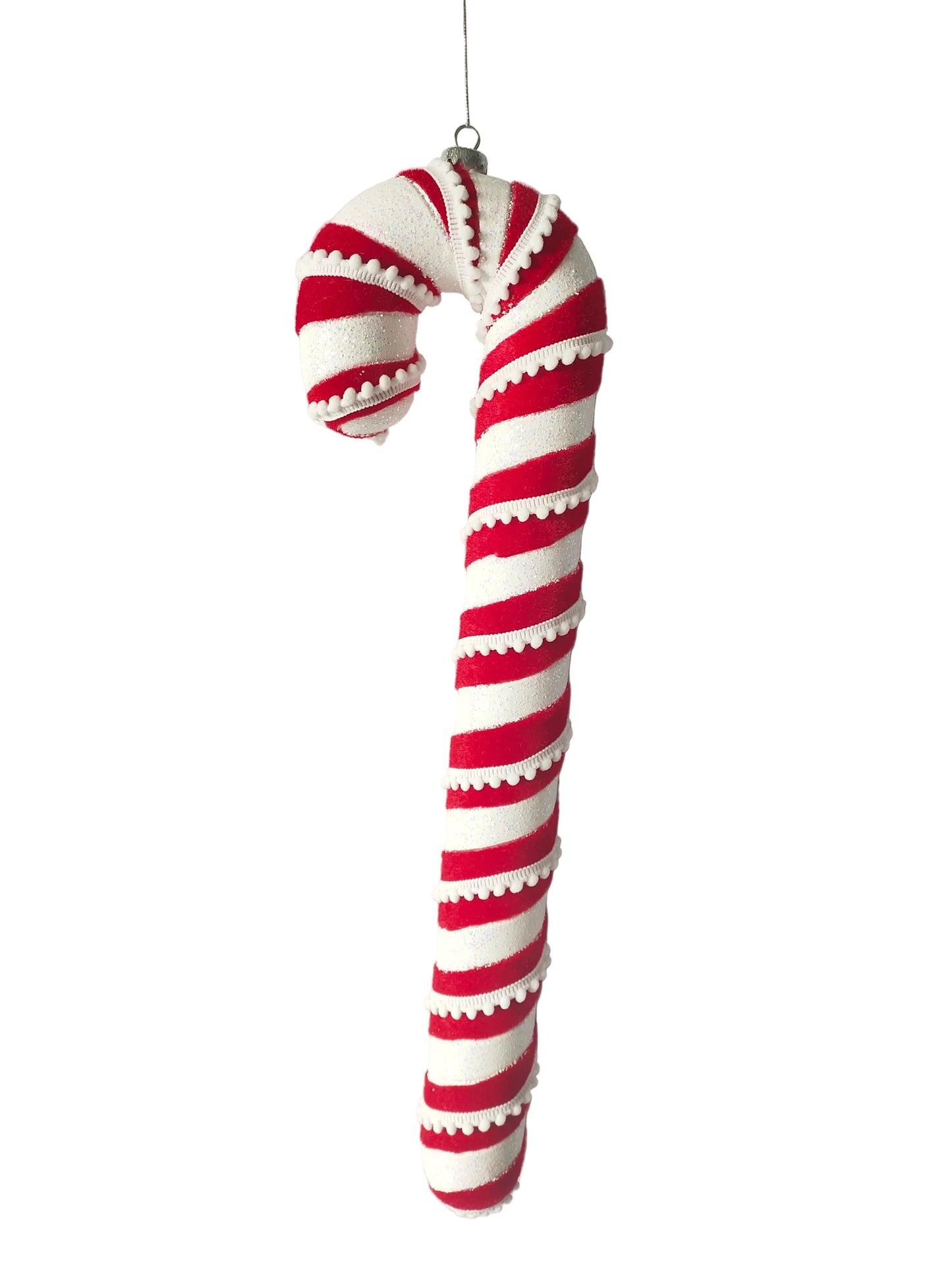 XO1121 GLITTERED/VELVET CANDY CANE,23.5"
