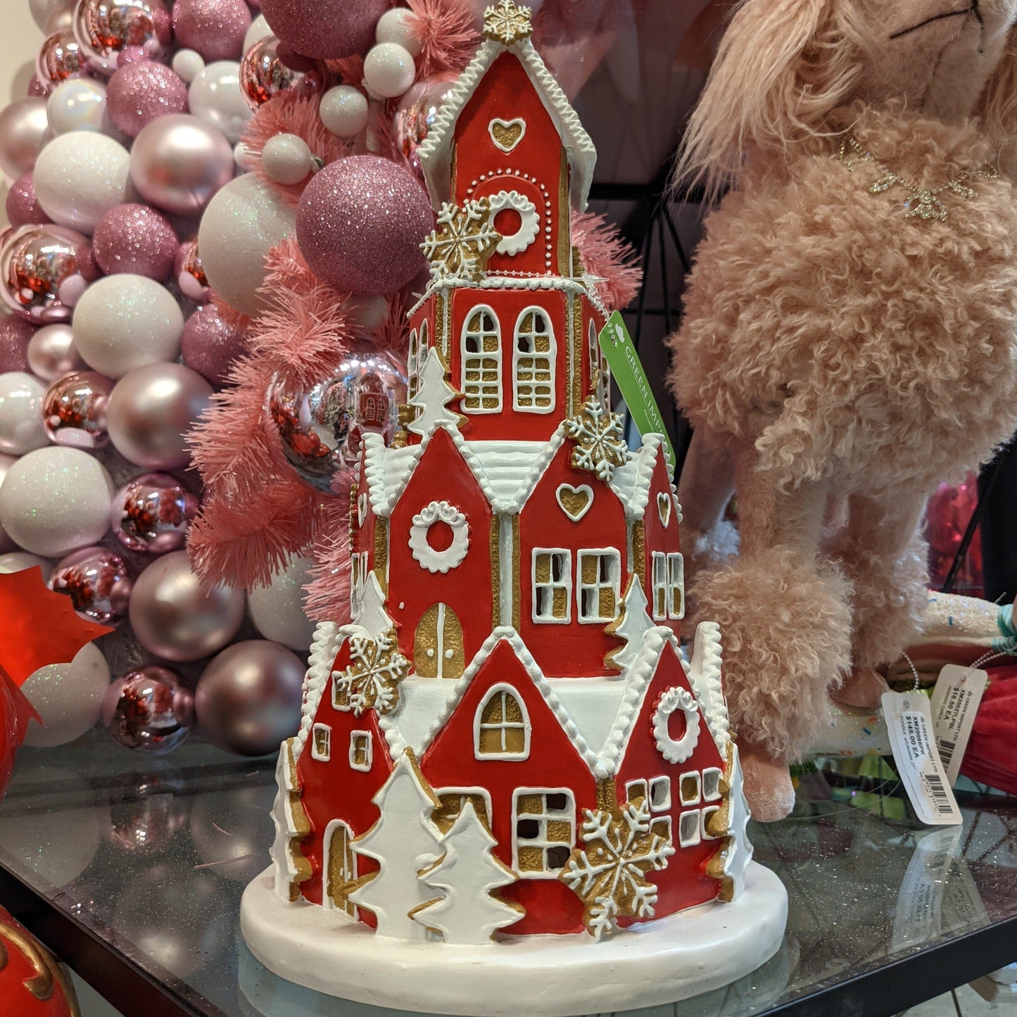 XR13090 RESIN GINGERBREAD VILLAGE w/LED 16.5"