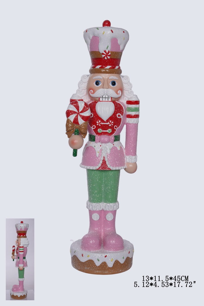 XR13123 RESIN NUTCRACKER w/PEPPRMINT,18"