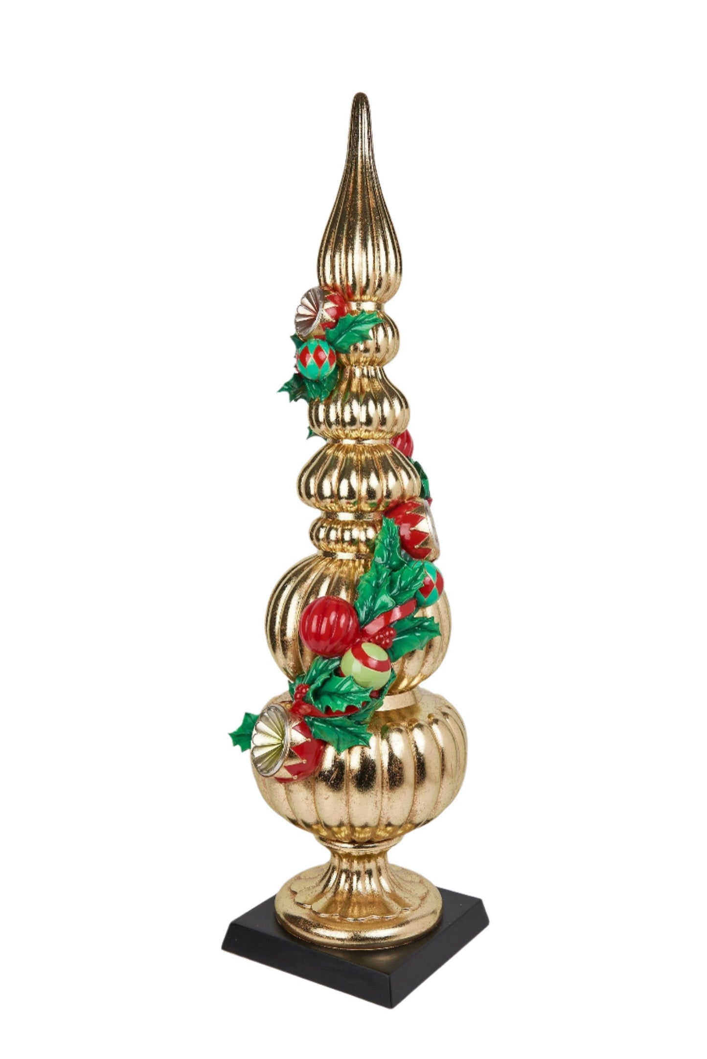 XR13156 RESIN FINIAL w/HOLLY 40"