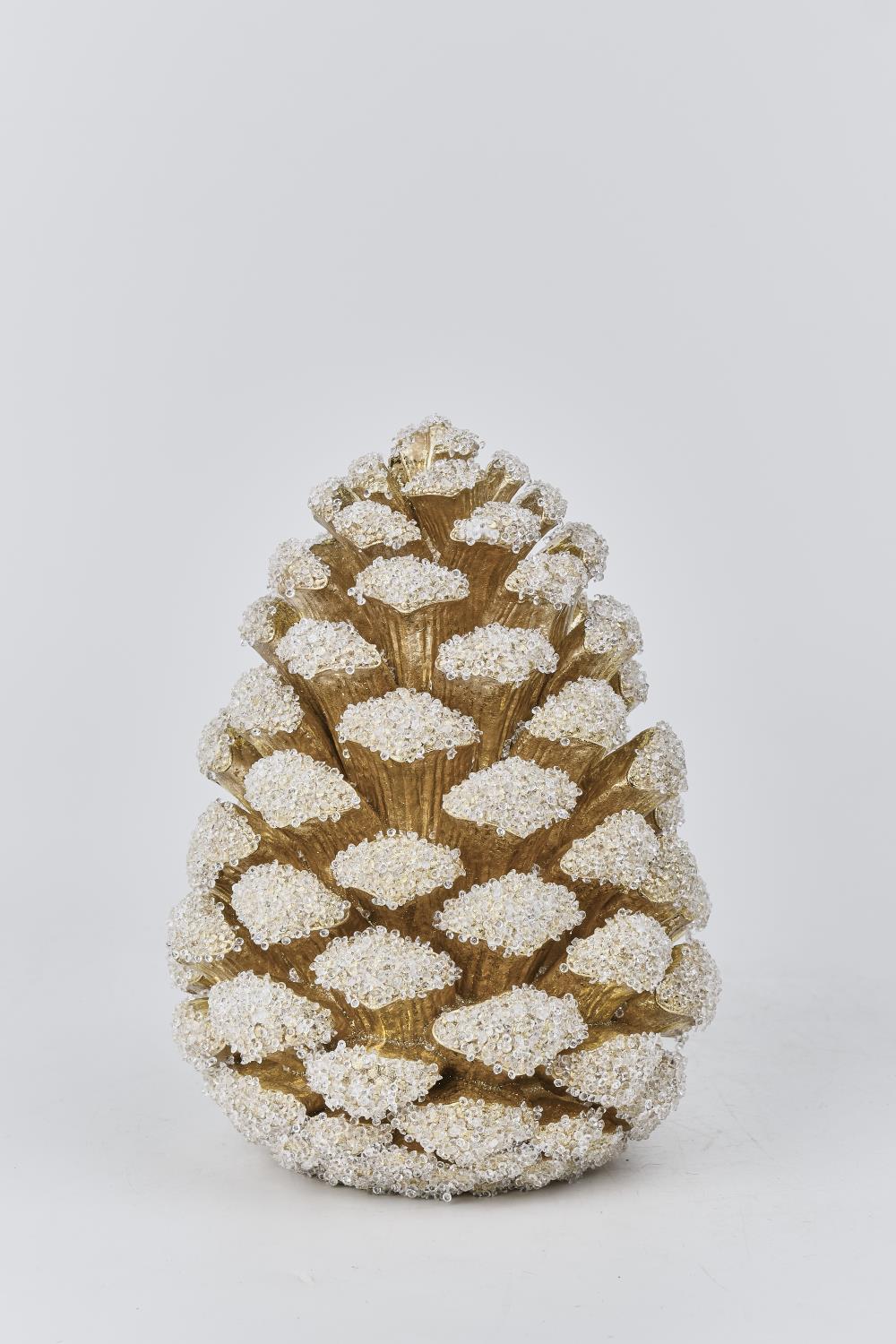 XR13365 RESIN JEWELED PINECONE,D7.5x10"