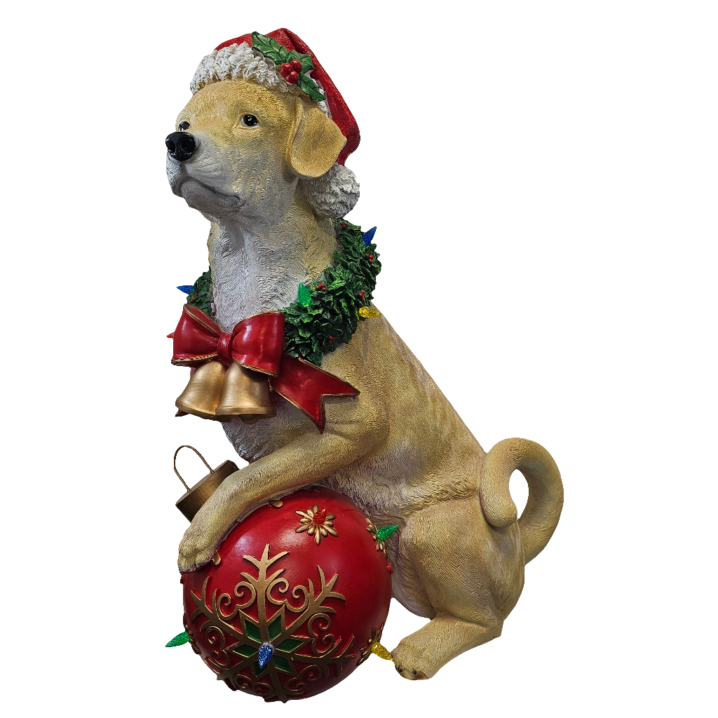 XR13102 RESIN DOG w/LED ORN 30"