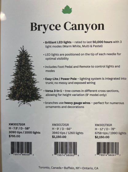 XM30171 BRYCE CANYON XMAS TREEx3090 TIPS 1000 LED D58"x7.5'H
