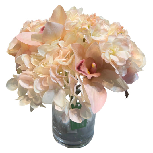 FN20059  MIXED HYDRANGEA/ROSE BQT (NAT) 12"