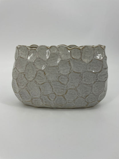 CB4023 CERAMIC LOW OVAL POT   D8.5x3.75x5.5"H
