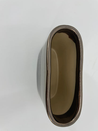 CB4026 CERAMIC LOW OVAL POT   D7.5x3.5x6.5"H