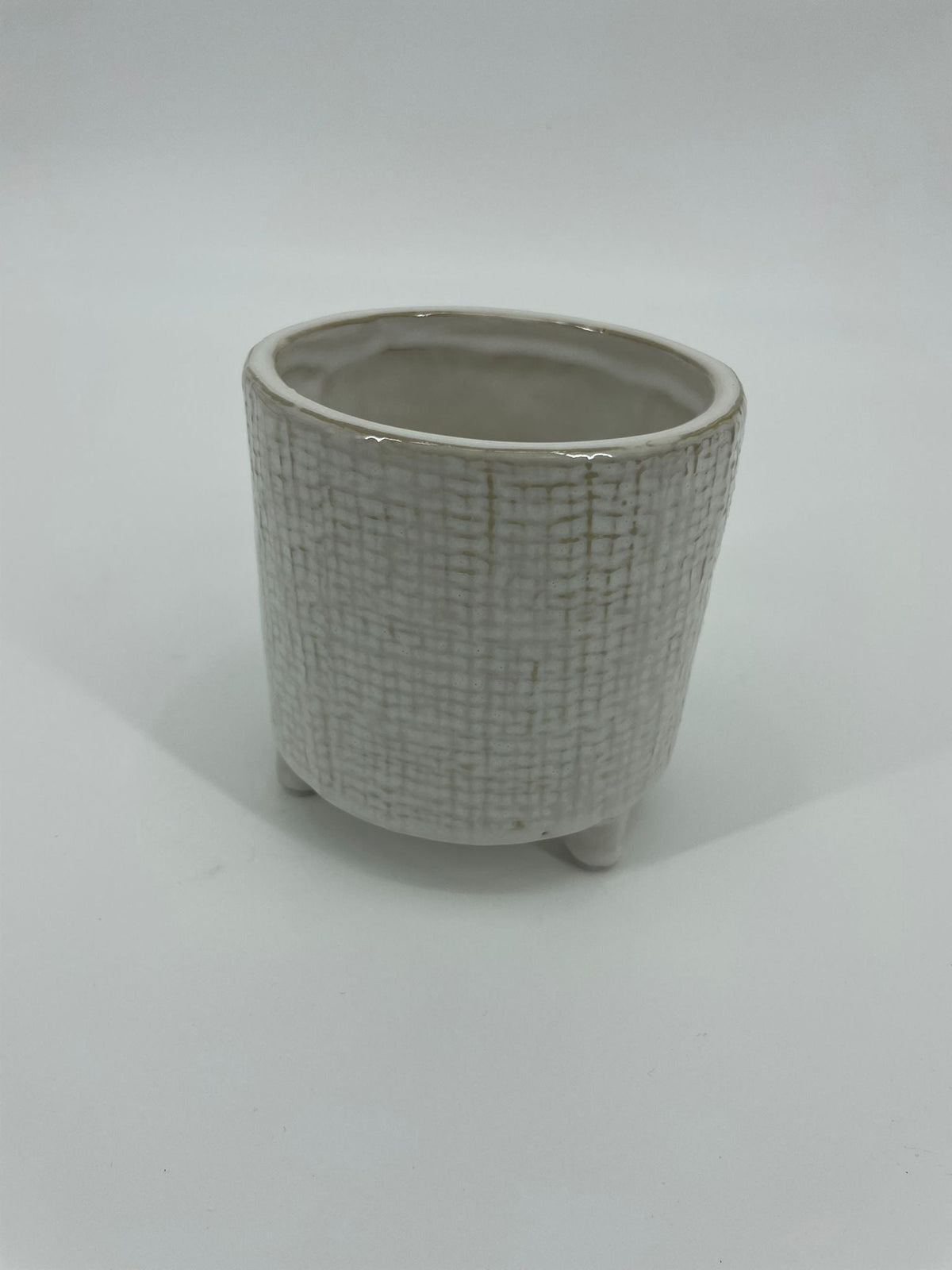CB4034 CERAMIC ROUND POT w/LEG   D4.5x4.5"H