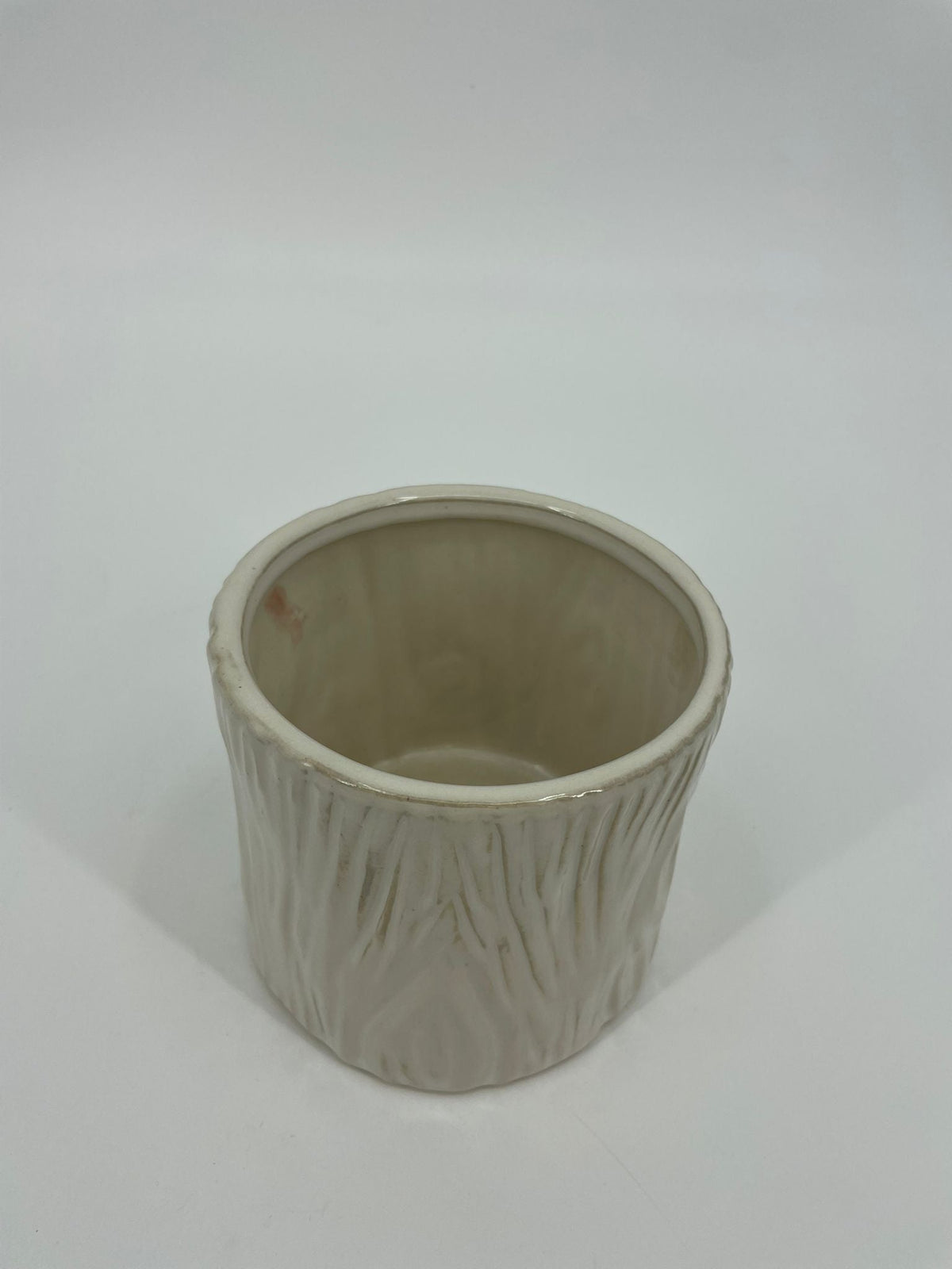 CB4036 CERAMIC TREE-BARK LOOK ROUND POT   D4.5x5.5"H