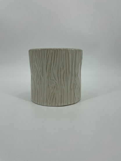 CB4037 CERAMIC TREE-BARK LOOK ROUND POT   D6.5x6.5"H