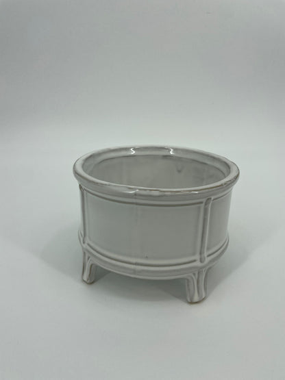 CB4041 CERAMIC LOW ROUND POT w/LEG   D6.5x4.5"H