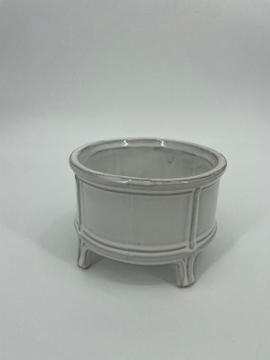 CB4041 CERAMIC LOW ROUND POT w/LEG   D6.5x4.5"H