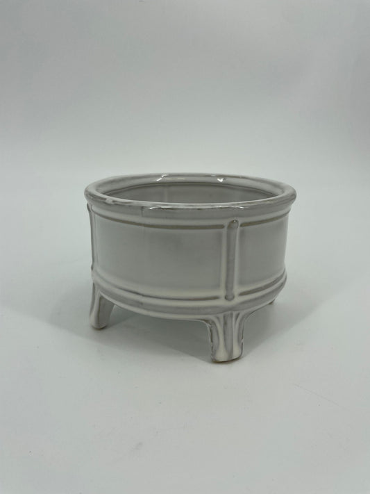 CB4042 CERAMIC LOW ROUND POT w/LEG   D5x3.5"H