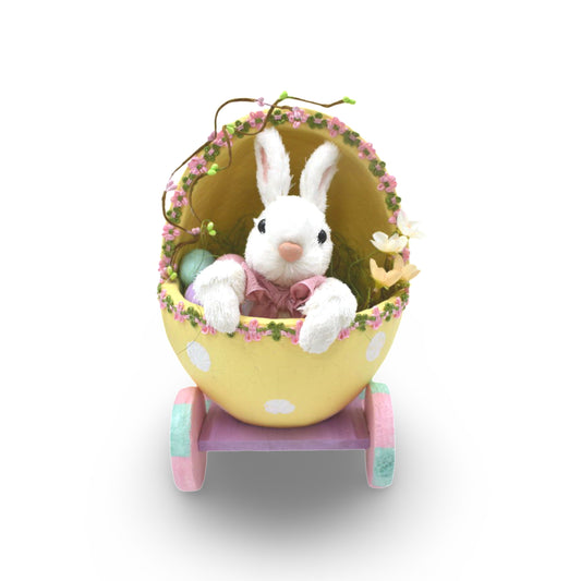 ER13047 BUNNY IN CART,10.5in-2/8P