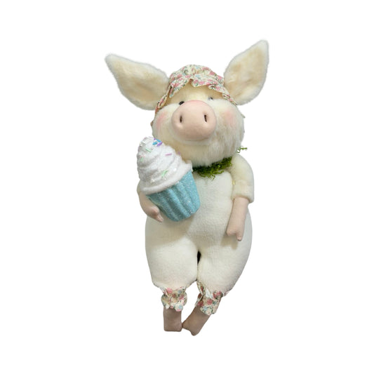 ER13094 SITTING PIG w/CUPCAKE 13in-6/36P