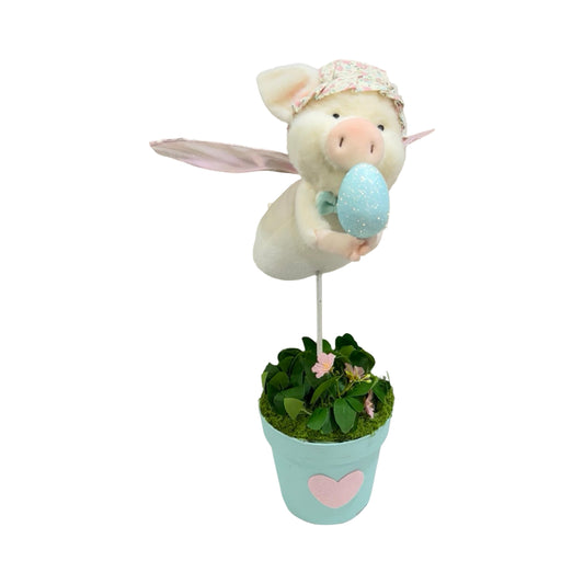 ER13097 FLYING PIG w/EGG ON POT 18.5in-2/8P