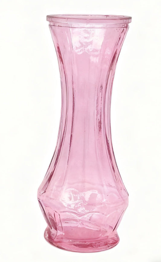 GB2010 FACETED HOURGALSS VASE D3.5x9"H