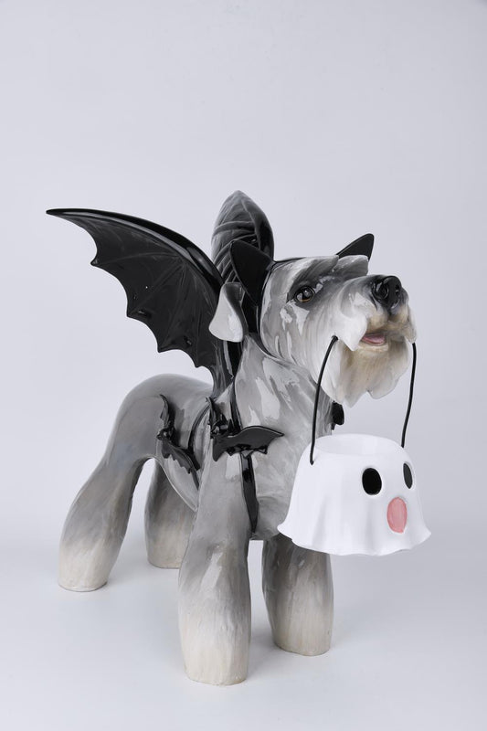 HR10007 SCHNAUZER IN BATMAN COSTUME w/BKT,20"