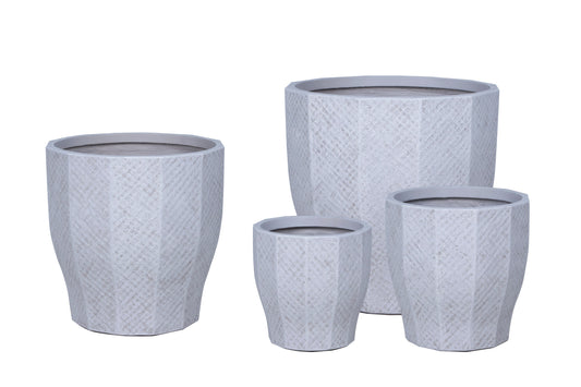 IP50004 FIBRECLAY PLANTER w/LINE PATTERN S/4