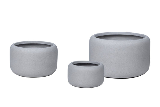 IP50008 FIBRECLAY LOW ROUND PLANTER S/3