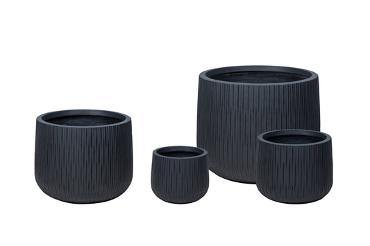 IP50019 FIBRECLAY LOW ROUND PLANTER w/PATTERN S/4