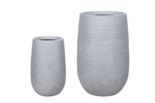 IP50024 FIBRECLAY TALL ROUND PLANTER w/LINE S/2
