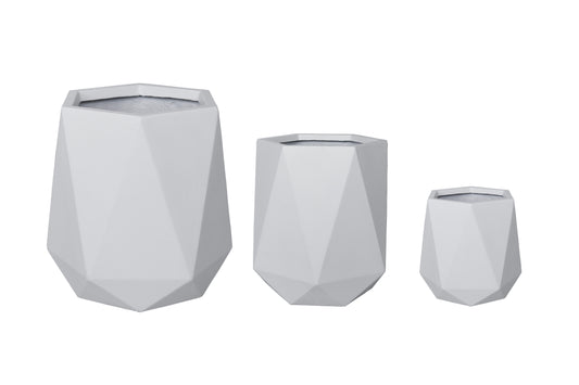 IP50025 FIBRECLAY HEXAGON PLANTER S/2 D18.5x23.5"H / D13x16"H