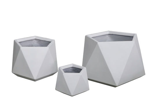 IP50026 FIBRECLAY PENTAGON PLANTER S/3 D20.5x14"H / D13.5x10.5"H