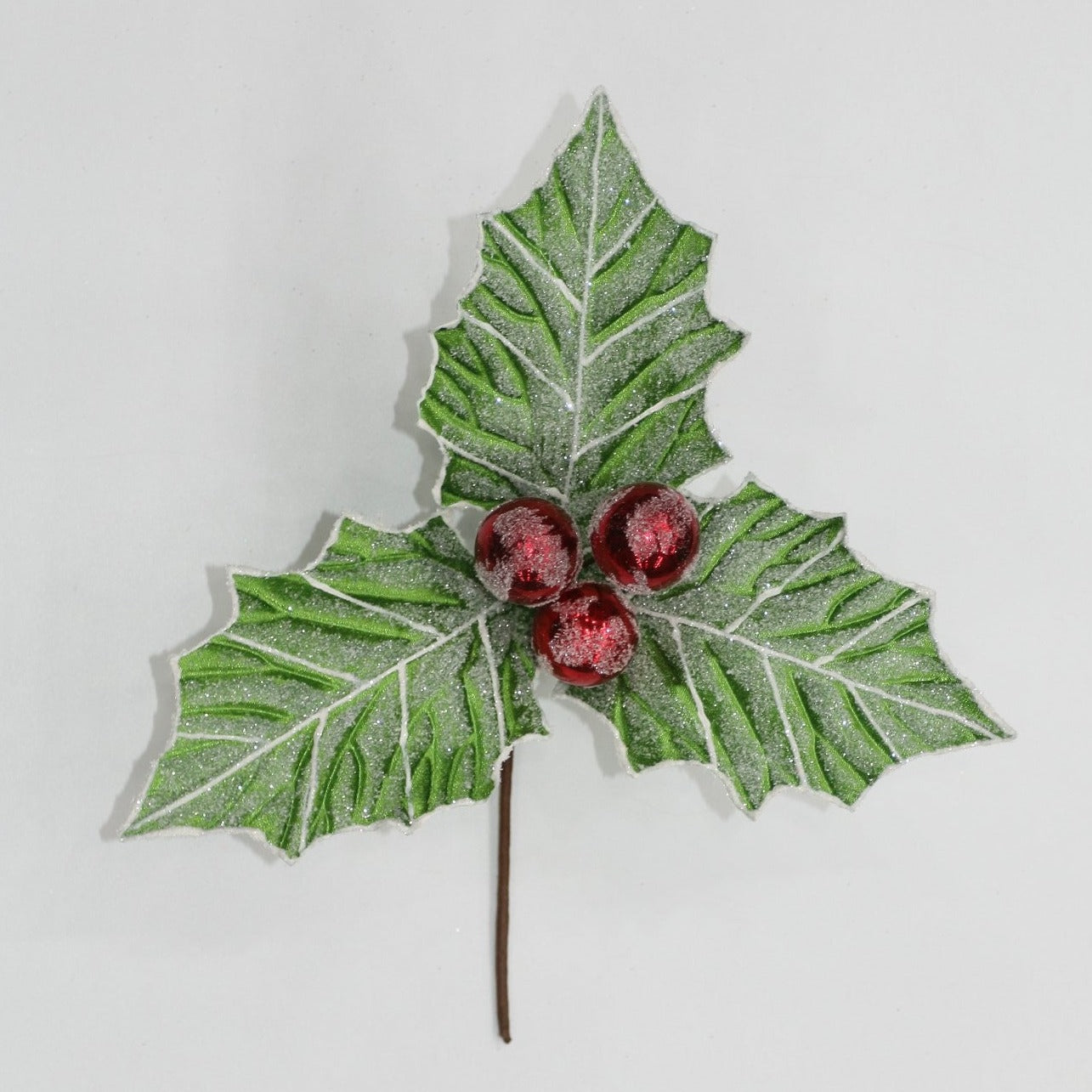 XM13571 SNOWY POINSETTIA LVS/ORN PICK,12"