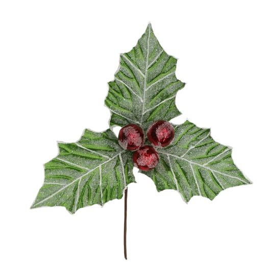 XM13571 SNOWY POINSETTIA LVS/ORN PICK,12"