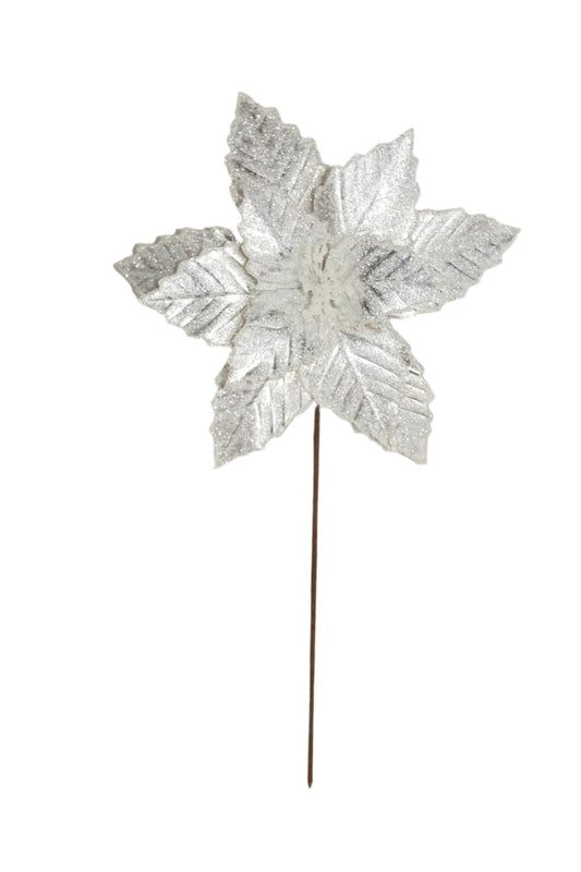 XM13589 METALLIC POINSETTIA SPRAY w/GLITTER,D13x22"
