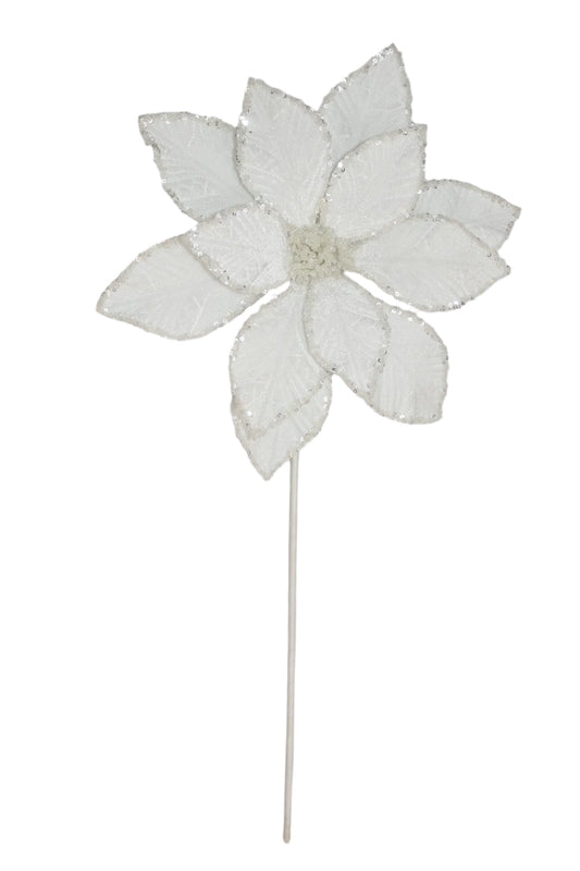 XM13590 VELVET POINSETTIA SPRAY w/SEQUIN,D12x22"